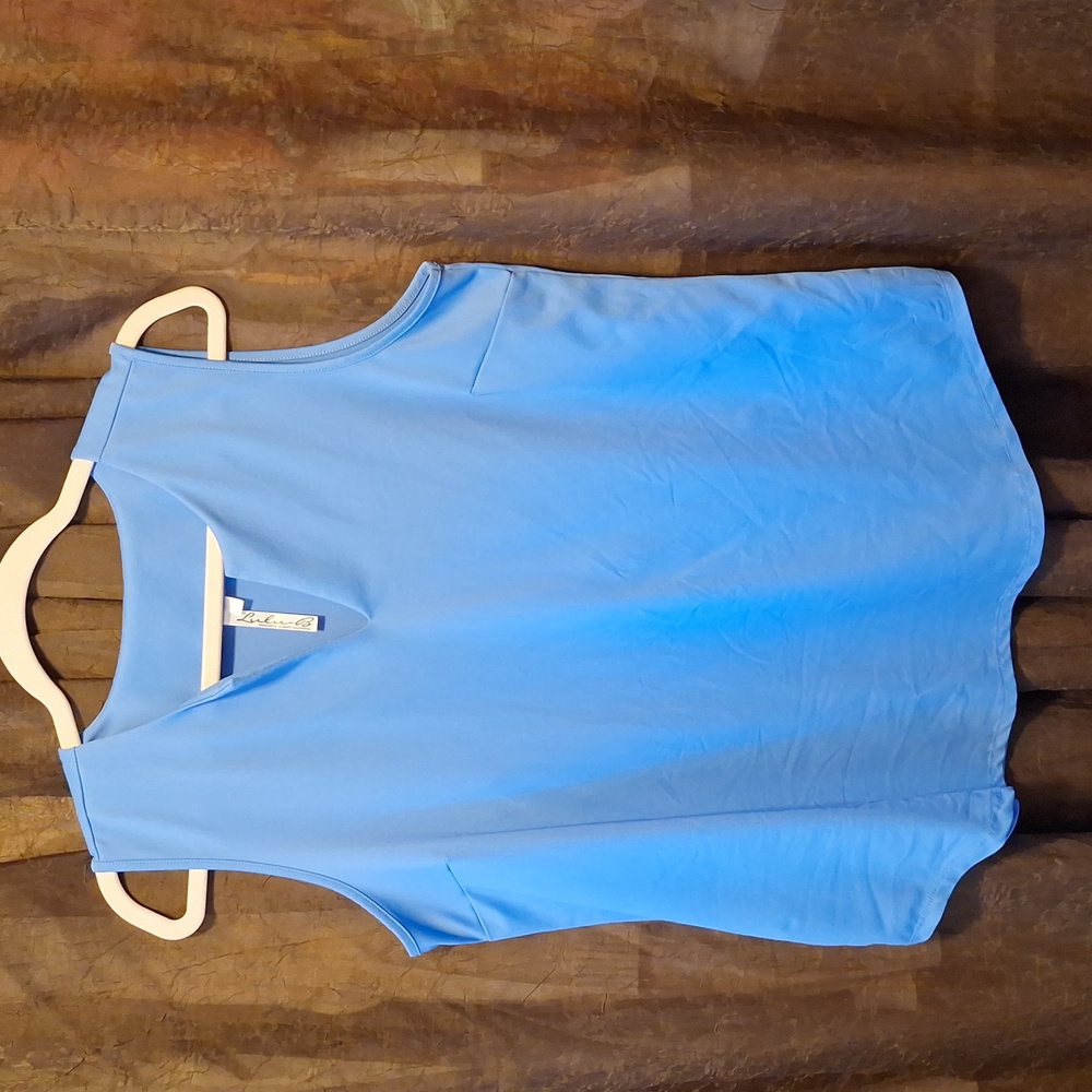 Blue Lulu-B Sleeveless V-Neck Top Large
